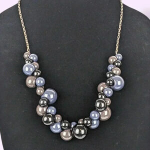 (2/$20) Mexx Dark Bauble Contemporary Statement  Necklace